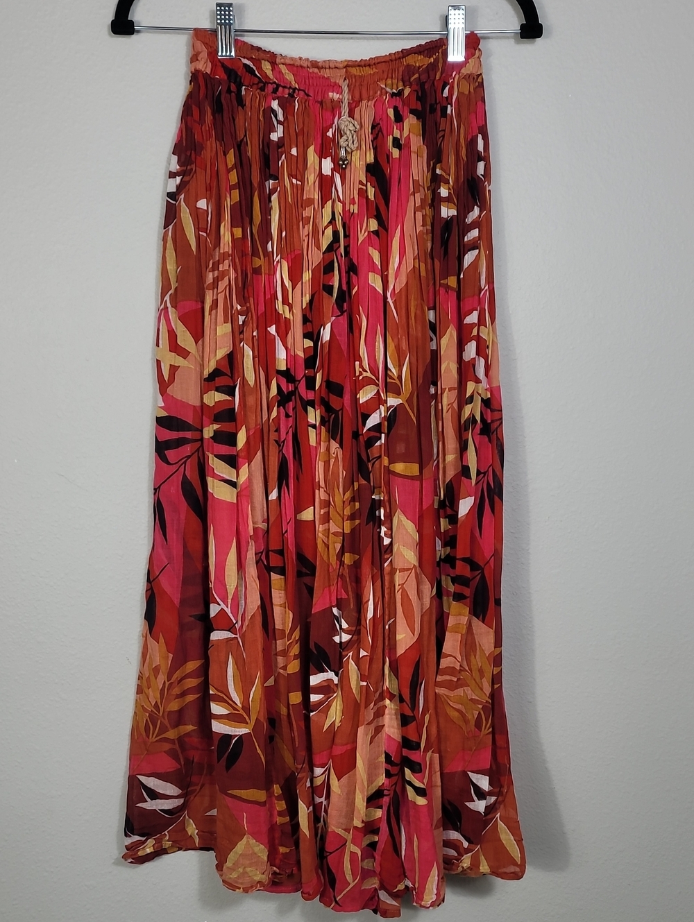 Vintage Boho Pleated Rayon Maxi Skirt One Size Gypsy Hippie Festival